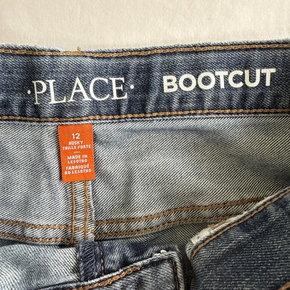 NEW Children's Place Boys Bootcut Denim Jeans Adjustable Waist‎ Husky Size 12